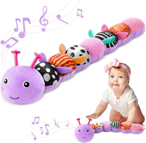 Miniatura 13 de AWOTOY Juguetes para bebés de 0 a 12 meses, juguetes de peluche musicales con actividad sensorial suave, con arrugas, sonajero y texturas, juguetes