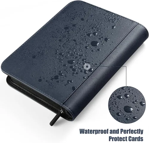 Miniatura 4 de Carpeta de tarjetas de 4 bolsillos con cremallera, libro de 288 bolsillos para tarjetas de colección, carpeta con cremallera de PU premium, carpeta