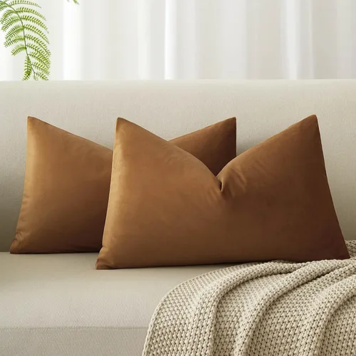 Miniatura 72 de Juspurbet - Juego de 2 fundas decorativas de terciopelo para cojines, fundas suaves para sofá, cama o sillón con cremallera oculta, para sala