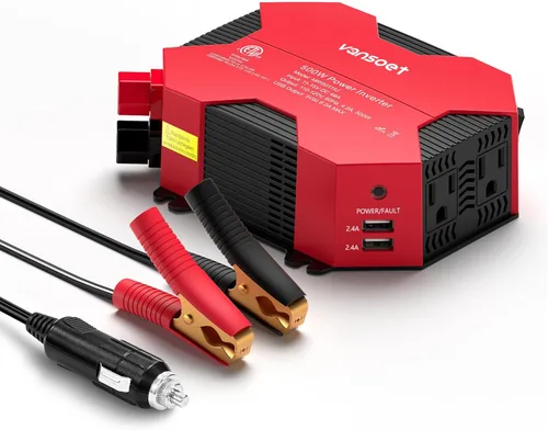 Miniatura 8 de Inversor de corriente de 200W para automóvil, DC 12V a 110V AC, convertidor con [PD 30W y 15W] USB C de carga rápida/3.0A, puertos de carga USB
