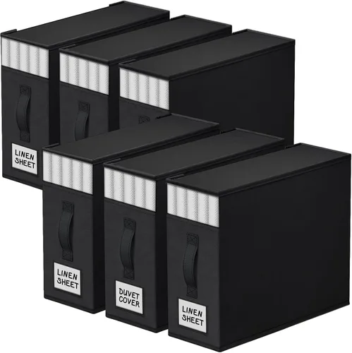 Miniatura 13 de StorageTastic Paquete de 4 Organizadores de Armario para Sábanas y Almacenamiento, Contenedores de Almacenamiento Plegables Resistentes con Ventana