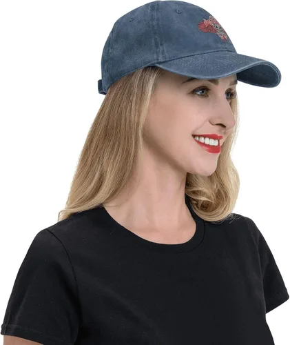 Miniatura 3 de Cowboy Hat Trendy Hats for Man and Women Djustable Four Season Outdoor Baseball Cap of Hell Skull with Angel Navy Blue