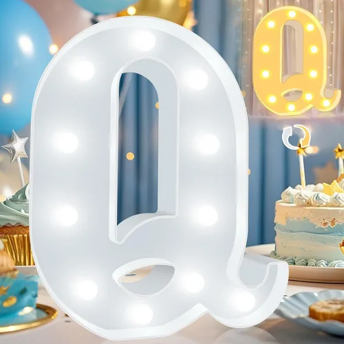 Miniatura 16 de Pooqla Letras con luces LED de marquesina, letras decorativas iluminadas en blanco cálido y blanco frío, letras del alfabeto iluminadas para niños