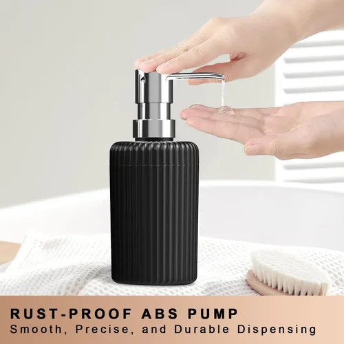 Miniatura 2 de Dispensador de jabón para baño, paquete de 2 dispensadores de jabón de manos de cocina, 12 onzas, dispensador de loción vacío de plástico negro mate