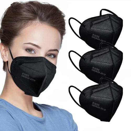 Miniatura 2 de LEMENT 50 piezas Mascarillas Faciales KN95 Negras de 5 Capas Tipo Copa Mascarillas de Seguridad contra Polvo Eficiencia del Filtro≥95% Transpirables