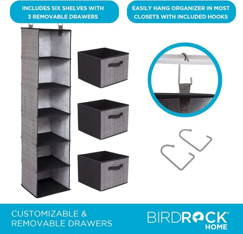 Miniatura 5 de Organizador colgante Internet's Best, para ropero con cajones (gris).