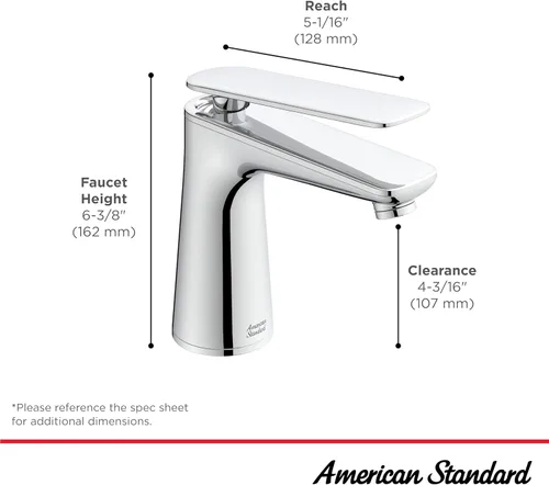 Miniatura 5 de American Standard 7061101.002 Aspiraciones Grifo de baño monomando con desagüe, 1.2 GPM, cromado Cromo pulido
