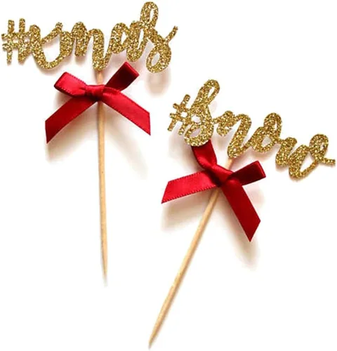 Miniatura 78 de Flairs New York Decoraciones Navideñas Banner Adornos para Pasteles Accesorios de Fiesta (Paquete de 6 Adornos para Cupcakes, Xmas #Snow Cinta Roja)
