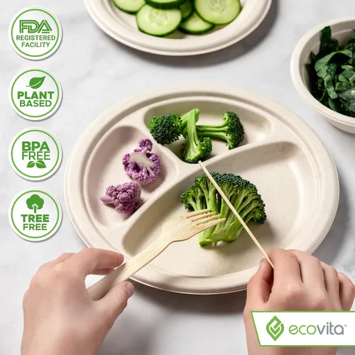 Miniatura 4 de Juego combinado de 380 utensilios desechables compostables grandes (7 pulgadas) ecológicos, duraderos y sin árboles, alternativa a los cubiertos