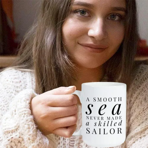 Miniatura 7 de Sailor - Taza de café de 15 onzas, «A Smooth Sea Never Made a Skilled Sailor»