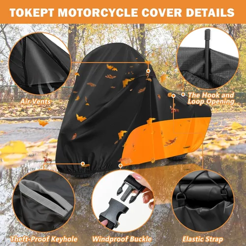Miniatura 3 de Cubierta para motocicleta Tokept, con ventilaciones, cubierta para bicicletas de tierra, para diferentes modelos de touring Harley Davidson Road