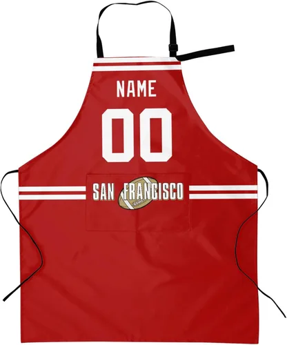 Miniatura 24 de Delantal con bolsillos, nombre personalizado y número, regalos personalizados para hombres y mujeres fanáticos del fútbol
