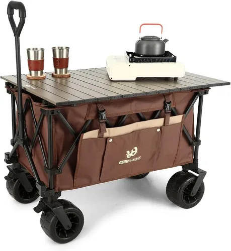 Miniatura 10 de Whitsunday Carro plegable, gran capacidad, 400 libras, ruedas todo terreno, carro utilitario resistente para jardinería, compras, pesca, campamento