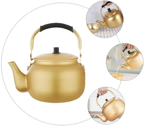 Miniatura 3 de Hervidor de té de aluminio para estufa, tetera clásica con base universal, tetera de 8 litros/34 onzas