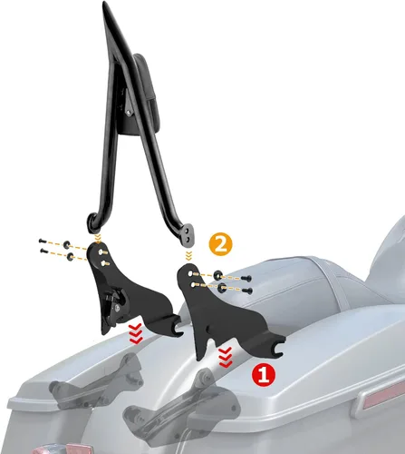 Miniatura 6 de Mofun Respaldo de pasajero de 27 pulgadas de alto, barra gruesa de 1.3 pulgadas compatible con Harley Touring Road King Street Electra Road Glide