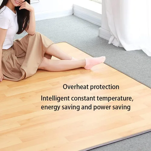 Miniatura 4 de Alfombra de área con calefacción de cristal de carbono, calentador de rayas de madera, alfombra eléctrica de cuero, alfombrillas térmicas simples