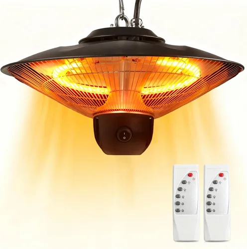 Miniatura 8 de Calentador eléctrico colgante para patio, techo colgante de 1500 W para exteriores con calentamiento rápido de 3 segundos, silencioso, cadena