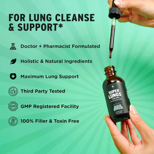 Miniatura 3 de SuperBonsai Super Lungs Mullein Drops - Tintura de apoyo pulmonar a base de hierbas con extracto de hoja de gordolobo, saúco, Reishi, raíz
