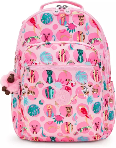 Miniatura 14 de Kipling Seoul - Mochila grande metálica para portátil de 15 pulgadas, Agua (Aqua Flowers)