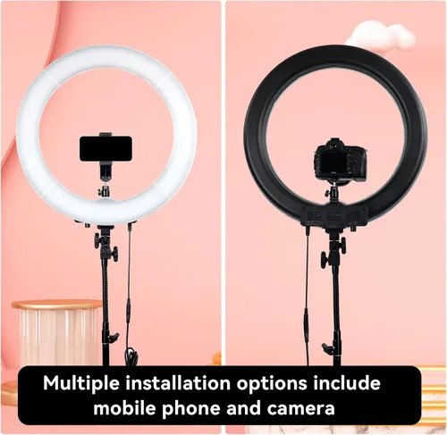 Miniatura 5 de Anillo de luz de 18 pulgadas, 55 W regulable 5500K luz con 240 LED filtro de color, tubo suave y bolsa de transporte para YouTube, TikTok, selfies