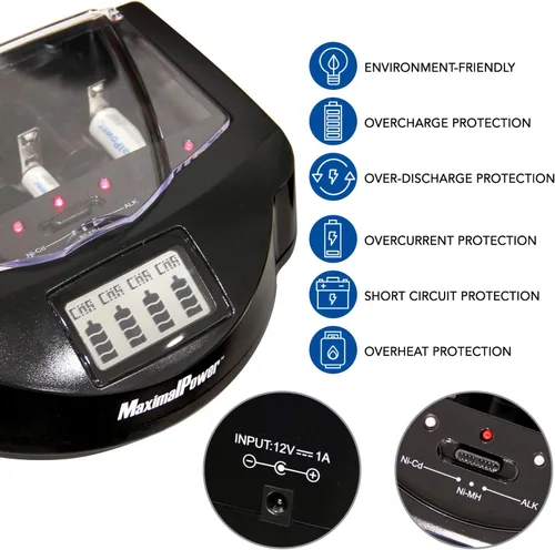 Miniatura 4 de Cargador de batería inteligente universal para pilas AA AAA C D 9V Li-on Ni-MH Ni-Cd recargables para el hogar, más dos puertos USB para teléfonos