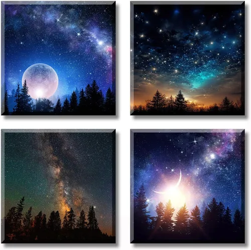 DJSYLIFE Decoración de pared de galaxia para habitación de niños, lienzo de arte de pared, nebulosa colorida, pintura cósmica estrellada, póster de