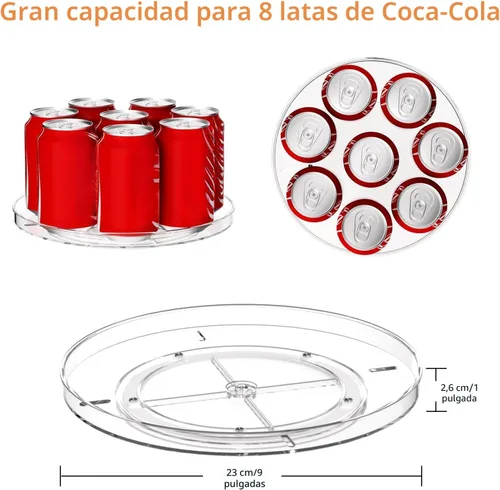 Miniatura 4 de Organizador Giratorio Lazy Susan de 2 Piezas, Bandeja Organizadora Giratoria Transparente de 9 Pulgadas para Superficie de Gabinete, Lazy Susan