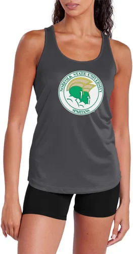 Miniatura 155 de Camiseta deportiva sin mangas oficial de la NCAA Collegiate para mujer, con espalda cruzada, logotipo primario, colección carbón