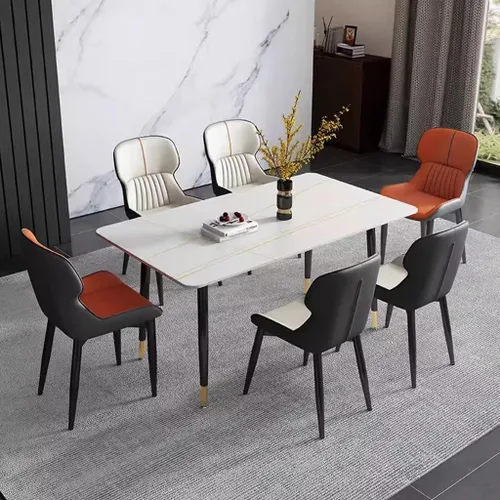 Accent Chairs, Modern Accent Chairs Faux Leather Dining Chairs Mid Century Side Chair Leisure Chair with Metal Legs for Living Room