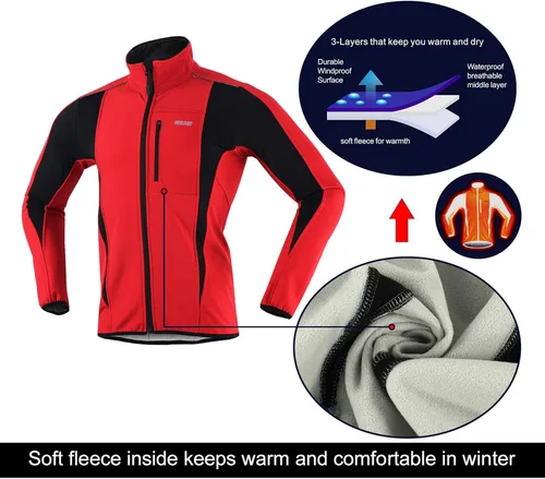 Miniatura 4 de Chaqueta térmica para ciclismo (tejido Softshell, resistente al viento, impermeable, 15K) de ARSUXEO