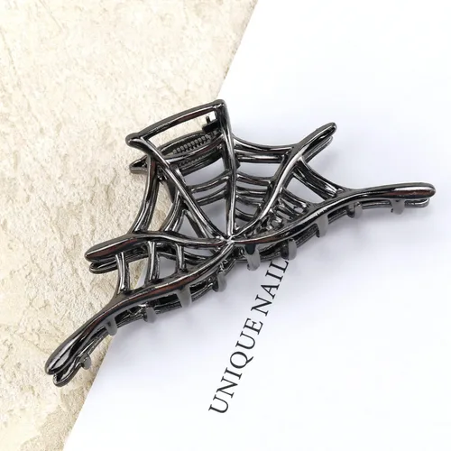 Miniatura 8 de Accesorios para el cabello de Halloween de metal negro – Pinzas para el cabello de telaraña y horquillas para mujeres y niñas, clips antideslizantes