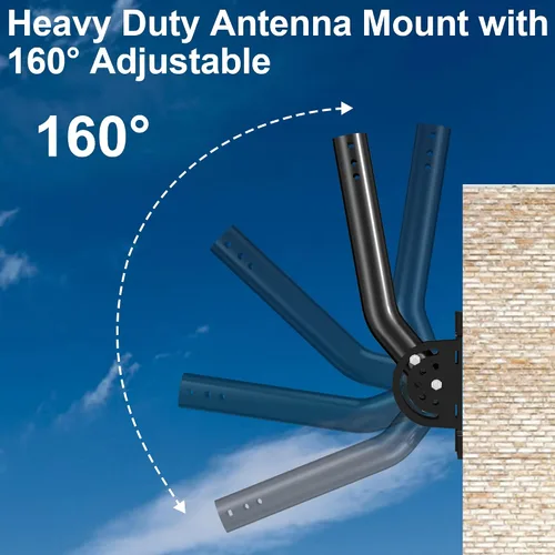 Miniatura 3 de Soporte de poste de antena resistente, soporte de montaje de poste en J de bloqueo de tres tornillos ajustable de 13 a 160°, soporte de poste/pared