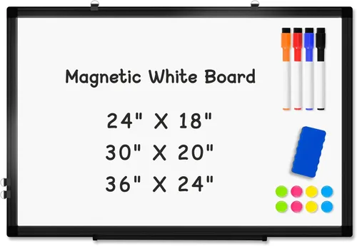 Miniatura 10 de Pizarra blanca grande de borrado en seco para pared, 60 x 40 pulgadas, pizarra magnética de doble cara con bandeja larga para bolígrafos, pizarra