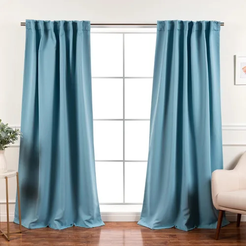 Miniatura 22 de Best Home Fashion Paneles de Cortinas Opacas Premium - Tratamiento de Ventana con Aislamiento Térmico Sólido Cortinas Opacas para Dormitorio