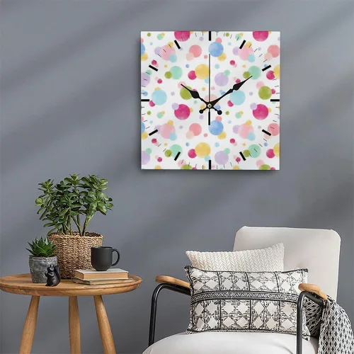 Miniatura 5 de Colorful Watercolor Bubble Gum Candy Analog Clock Small Clocks Battery Operated Silent Clock Wall Battery Operated Wall Clocks Garage for Kitchen