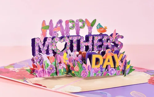 Miniatura 4 de Tarjeta desplegable para el día de la madre, tarjeta de felicitación 3D hecha a mano con sobre, tarjetas de regalo creativas emergentes para mamá