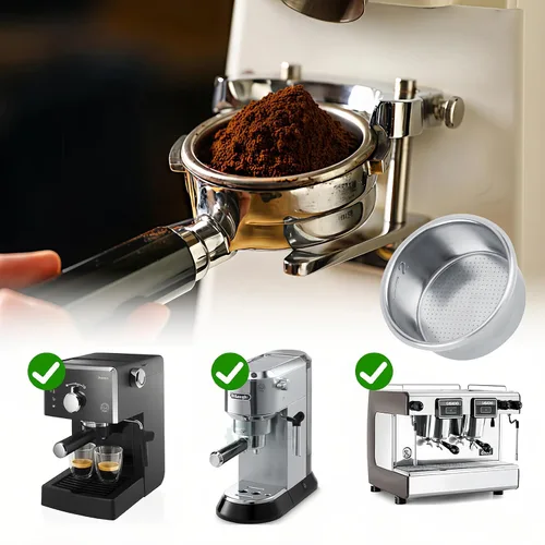 Miniatura 6 de Tiiyee Filtro de café de acero inoxidable, portafiltro de café expreso, taza de cesta, filtro poroso no presurizado, filtro poroso, accesorios