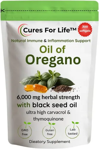 Cápsulas blandas de aceite de orégano – 6000 mg de alta potencia con 165 mg de Carvacrol y 200 mg de aceite de semilla negra – Apoyo inmunológico 2