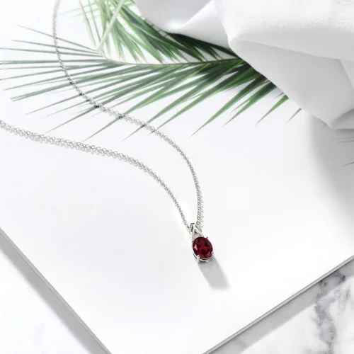 Miniatura 57 de Gem Stone King Collar de plata de ley 925 con piedra natal ovalada de 0.354 x 0.276 in Collar con colgante solitario para mujer Con cadena