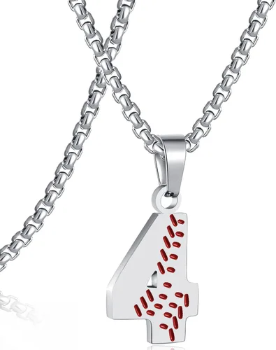 Miniatura 41 de SKQIR Colgante de número de jersey de béisbol para hombres y niños - Cadena de acero inoxidable para atletas - Negro