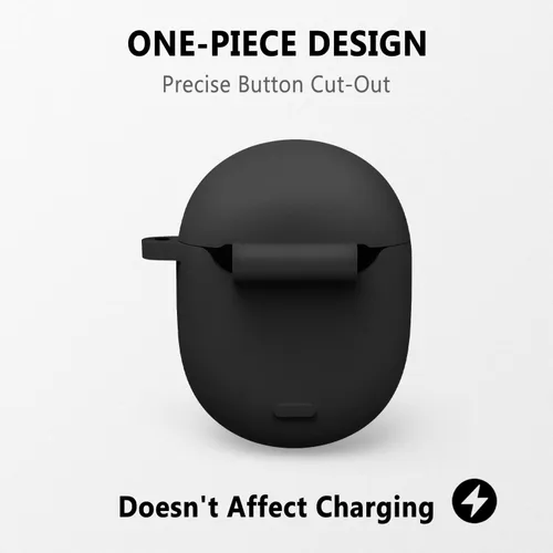 Miniatura 4 de Geiomoo Funda de silicona compatible con Google Pixel Buds Serie A, Google Pixel Buds 2, funda protectora con mosquetón (negro)