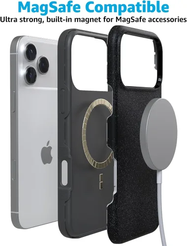 Miniatura 3 de Casely Funda para iPhone 17 Pro Max Ónix de medianoche Negro brillante Compatible con MagSafe Diseño protector audaz Ónix de medianoche