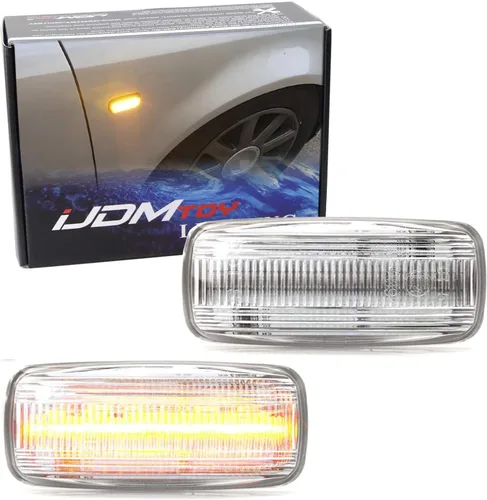 iJDMTOY Kit de luces de marcador lateral para guardabarros delanteros con lente transparente, color ámbar, compatible con Audi A4 A6 A8 TT,