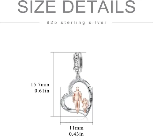 Miniatura 51 de PROESS Dije para padre, madre e hija, pulsera de plata de ley para pulseras, regalos de cumpleaños, día de San Valentín, para hija, madre, amante