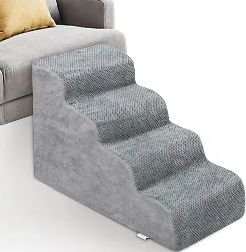 Miniatura 28 de Escaleras para Perros para Perros Pequeños - Rampa de Espuma de Alta Densidad, Pasos Extra Anchos para Mascotas con Fondo Antideslizante para Camas
