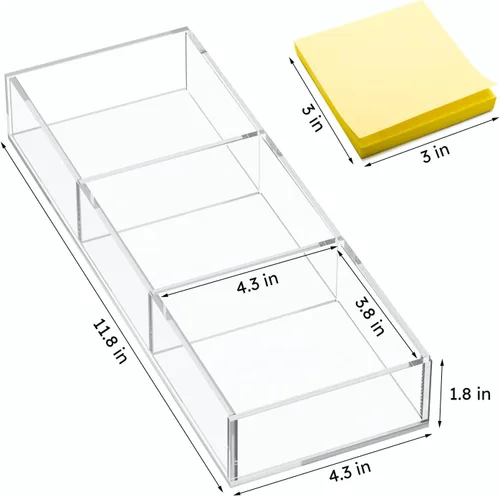 Miniatura 6 de HIIMIEI Bandeja organizadora de cajones de acrílico transparente de 3 secciones, organizador de cajones de oficina y maquillaje (11.8 x 4.3 pulgadas)