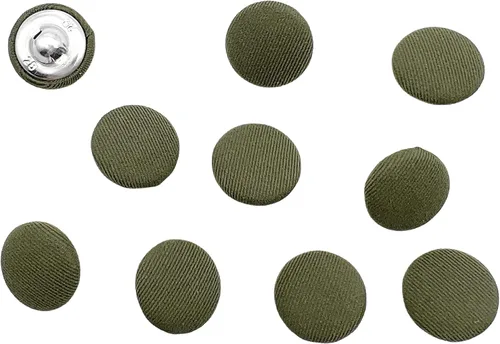 PEPPERLONELY 10 piezas de tela cubierta con botones redondos de vástago de metal para abrigo, chaqueta, jeans, blusa, botones de costura, 0.709 in,