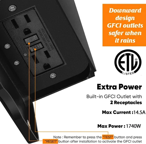 Miniatura 2 de Luces de Porche Exteriores con Sensor de Movimiento con Toma GFCI, 3 Modos de Luminaria Exterior del Anochecer al Amanecer, Luminaria de Iluminación