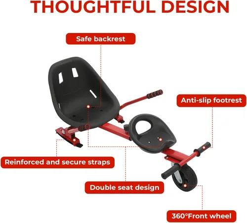 Miniatura 5 de Accesorio de asiento para aeropatineta para aeropatineta de 6.5 a 10 pulgadas, kit de transformación de Go Kart para doble persona, accesorios