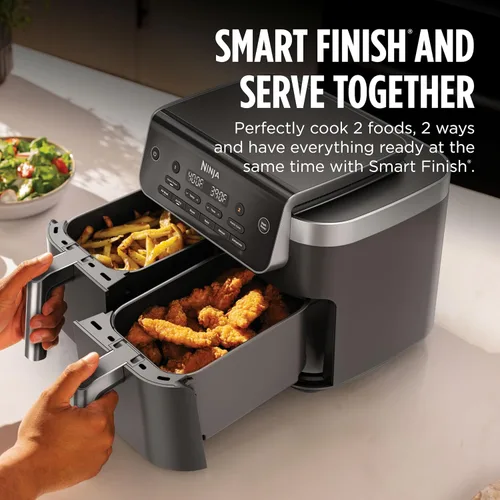 Miniatura 3 de Ninja DualZone 2-Basket Air Fryer, 8-Qt, Smart Finish & Match Cook, 6 Cooking Functions, Cook 2 Foods 2 Ways and Finish at the Same Time, Grey
